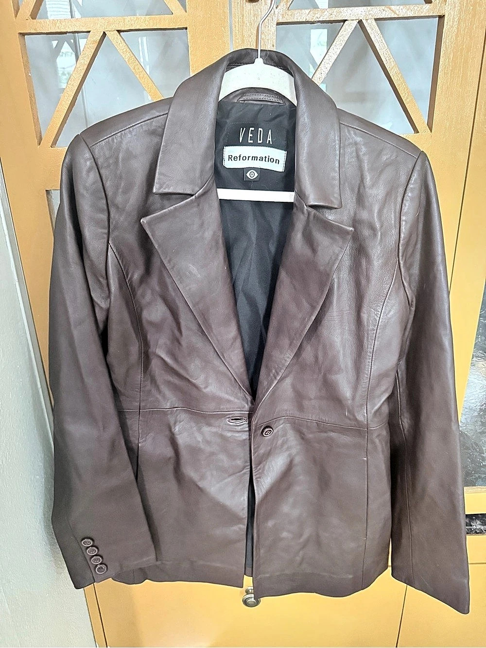 Veda Reformation Leather Blazer Jacket in Brown Like New